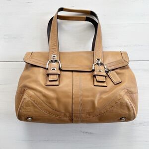 •Vintage• Coach Y2K Soho Hampton Flap F12304 Leather Satchel Bag in British Tan